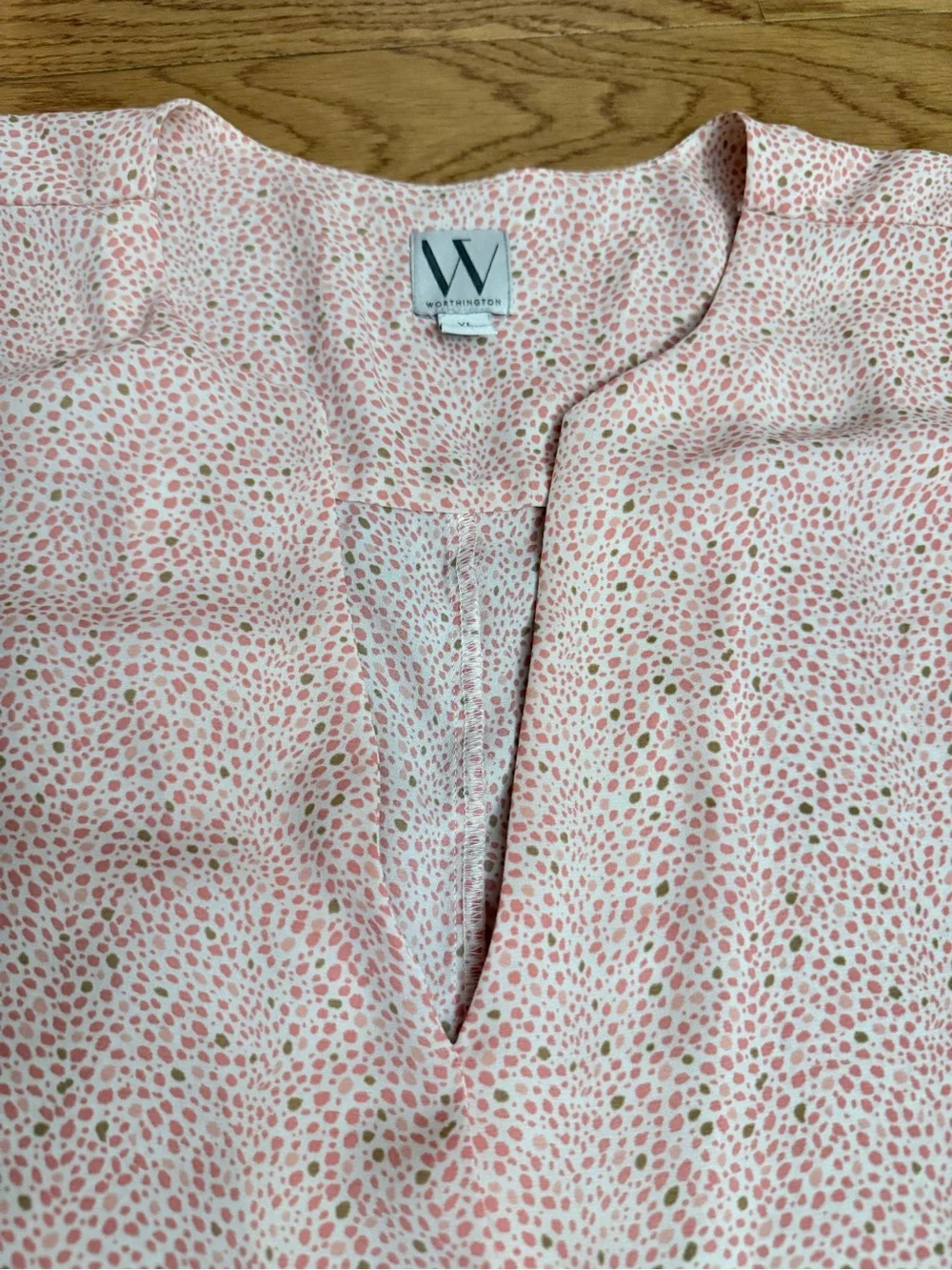 Worthington Light Pink Short Sleeve Printed Tunic Shirt
